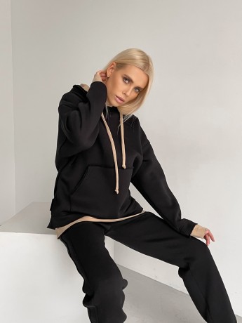 Худі на флісі з каптуром чорний - Основні контакти 