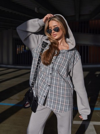 Худи-рубашка на флисе серая - Основные контакты 