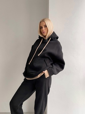 Худі на флісі з каптуром чорний - Основні контакти 