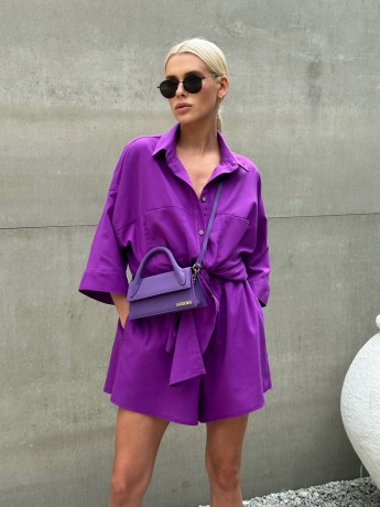 Костюм linen з шортами фиолетовый - Основные контакты 