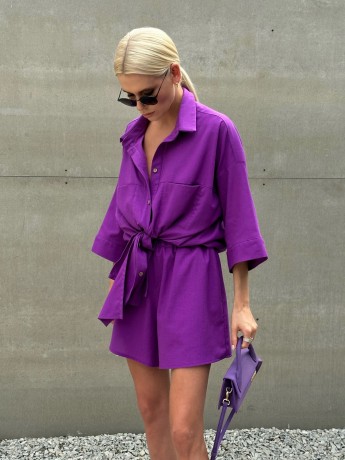 Костюм linen з шортами фиолетовый - Основные контакты 